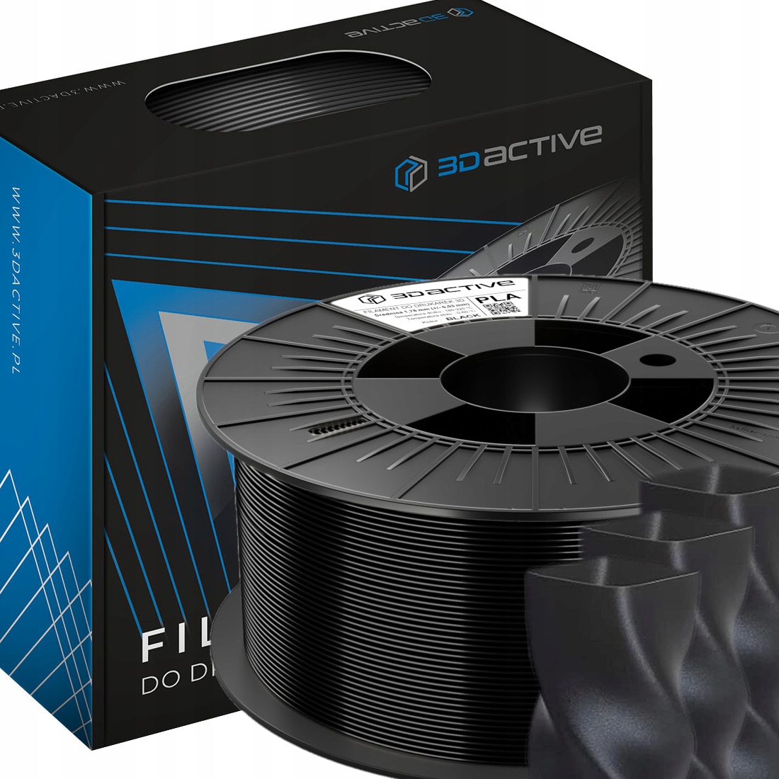PLA 3DAktívne vlákno 1,75 mm 1100 g čierne